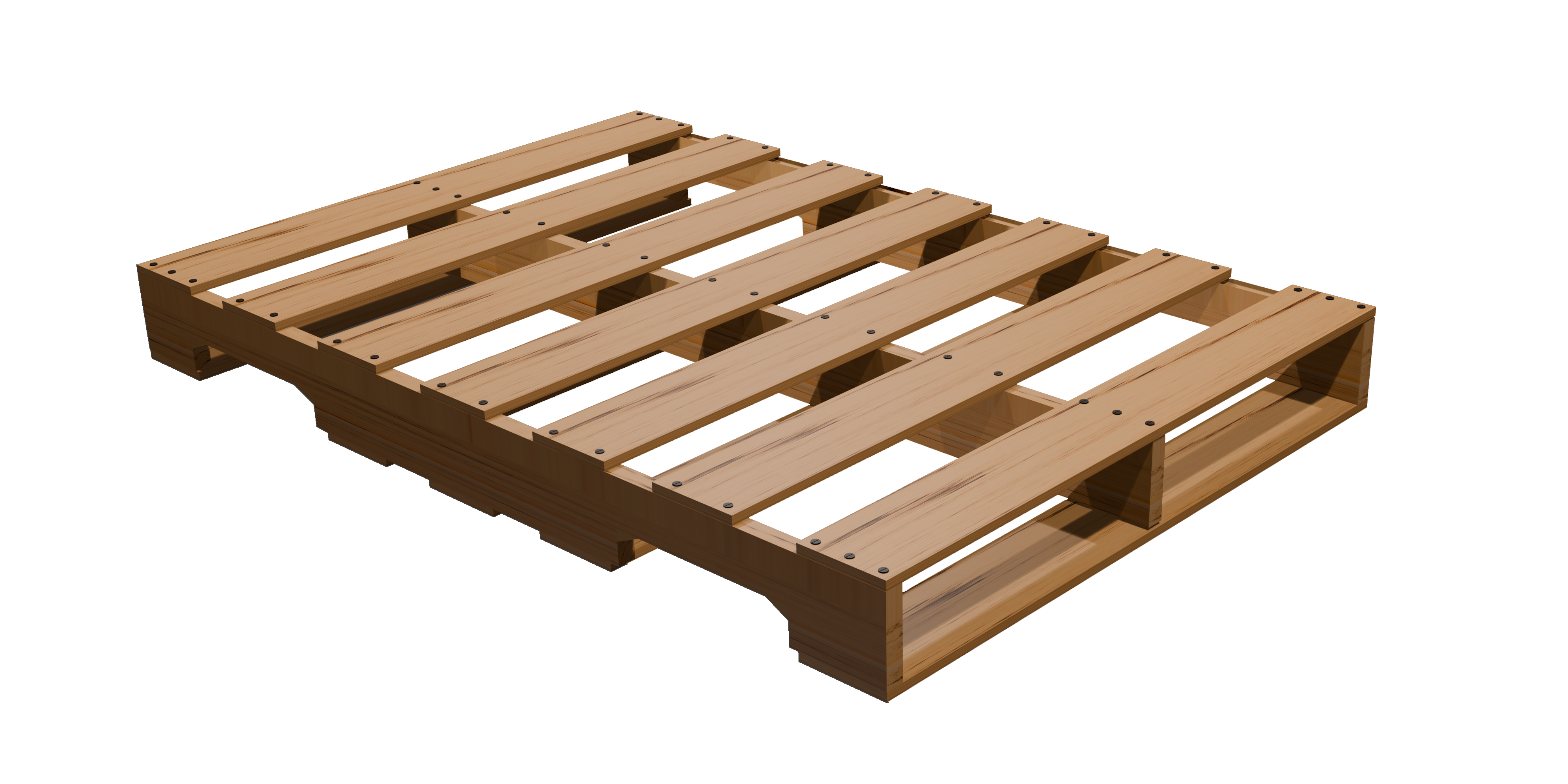 Four-way stringer pallet with full forklift access from all sides.