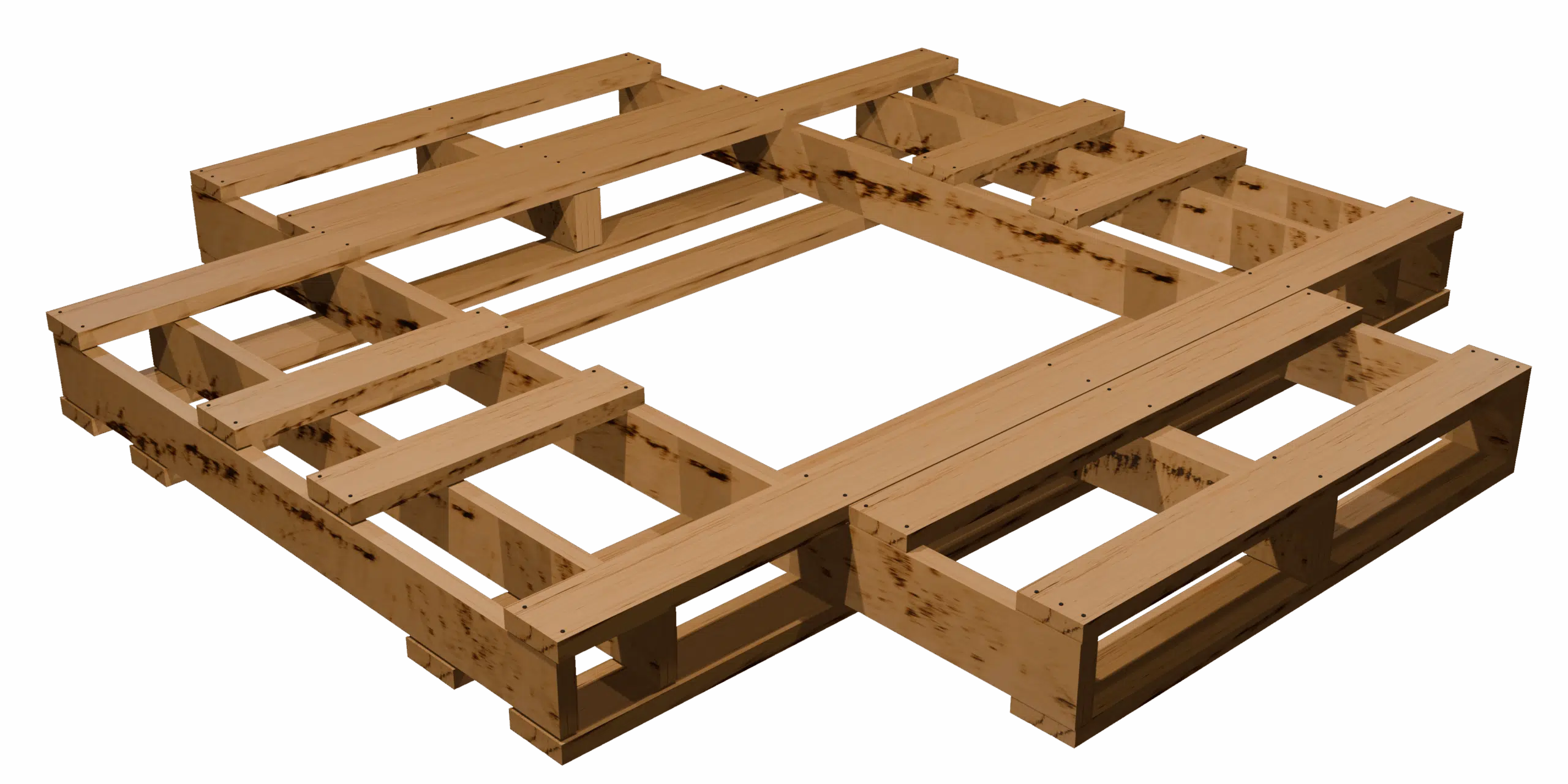 Custom-built wooden pallet designed for specific shipping needs.